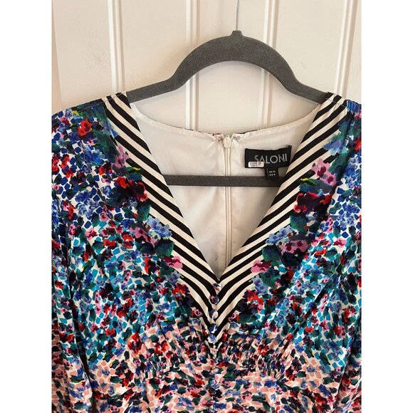 Saloni Eve Floral Print Silk Dress‎ in Rainbow Gardenia Size 6 - Picture 3 of 7